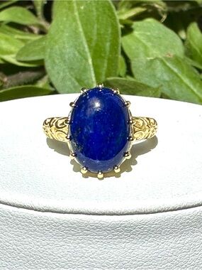 Lapis Statement Ring, 18k Gold Vermeil, Sz 7, BRAND NEW